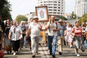 Believers go on a procession