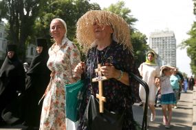Believers go on a procession