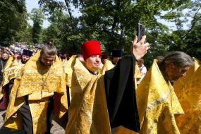Priests go on a procession