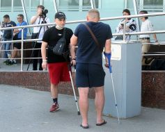Ukrainian servicemen at Boryspil airport