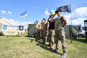 Participants of the patriotic training camp "With a golden lion on his sleeve"