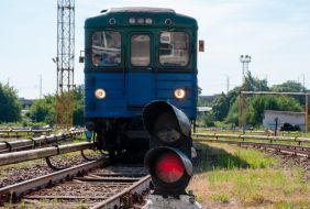 Metro trains in the electric depot