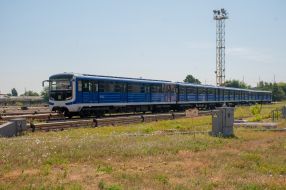 Metro trains in the electric depot