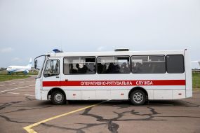 Special bus with rescuers at the airport