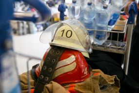 Firefighters helmet at the airport