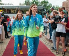Solemn meeting of the Olympic team in synchronized swimming