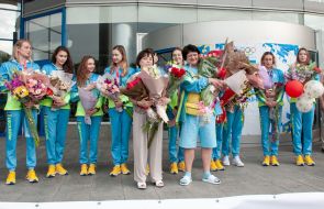 Solemn meeting of the Olympic team in synchronized swimming
