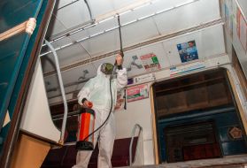 Disinfection in subway cars in Kharkiv