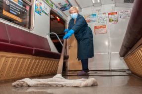 Disinfection in subway cars in Kharkiv