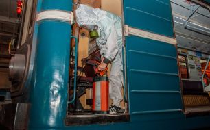 Disinfection in subway cars in Kharkiv