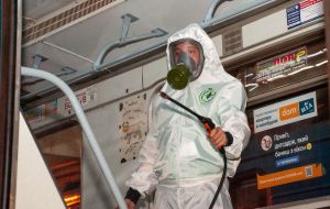 Disinfection in subway cars in Kharkiv
