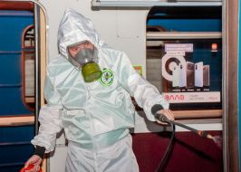 Disinfection in subway cars in Kharkiv