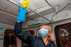 Disinfection in subway cars in Kharkiv