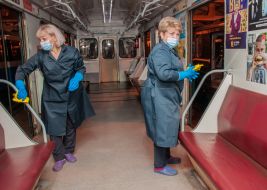 Disinfection in subway cars in Kharkiv