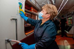 Disinfection in subway cars in Kharkiv