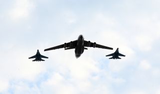 The first rehearsal of the parade in the center of Kiev