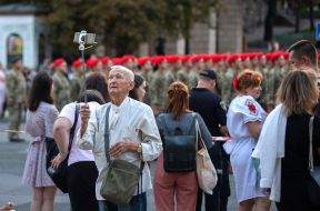 Rehearsal for the parade of troops in the center of Kiev