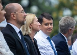 Denis Shmygal, Olena Kondratyuk and Dmytro Razumkov