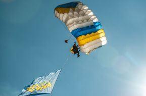 Skydiver in the sky