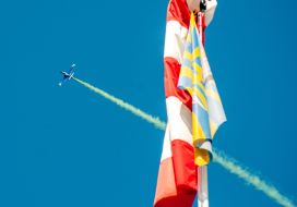 L-29 plane in the sky