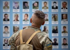 A serviceman near the Memorial Wall