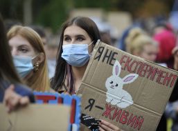 Participants of the All-Ukrainian March for Animals