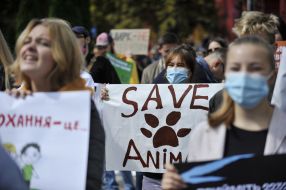 Participants of the All-Ukrainian March for Animals