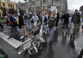 Participants of the All-Ukrainian March for Animals