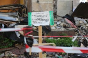 Half-destroyed building "Flowers of Ukraine"