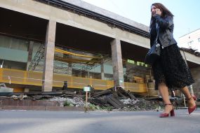 Half-destroyed building "Flowers of Ukraine"