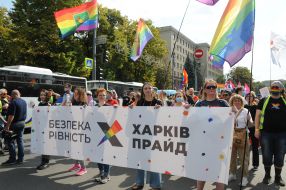 Participants of the Kharkiv Pride march