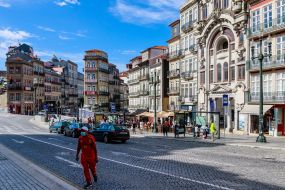 Buildings in front of San Bento train station in Porto