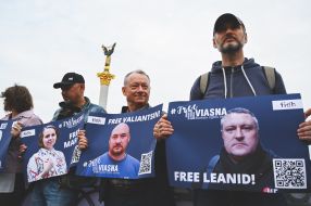 Participants of the action of solidarity with imprisoned human rights activists in Belarus