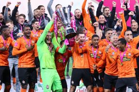 Players of FC Shakhtar (Donetsk) with the Super Cup of Ukraine