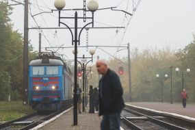 Train at the station in Truskavets