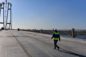 Construction of a cable-stayed bridge across the Dnieper in Zaporizhia
