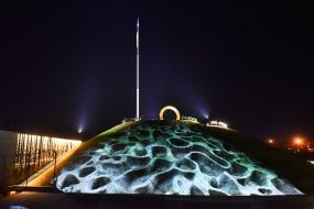 Interactive laser projection show "Transformations through history" on the island of Khortytsia