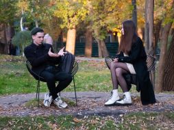 A young man and a girl in the Sarzhin Yar park in Kharkov
