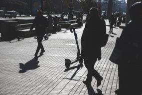 Electric scooter on one of the streets of Kyiv