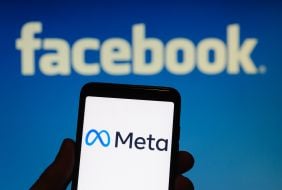 The logo of the Meta on a smartphone screen