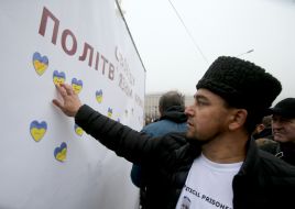 Participant of the action "Freedom for the Kremlin's political prisoners"