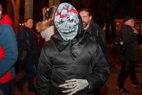 Zombiefest participant in a masquerade costume