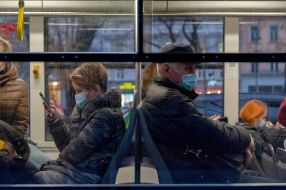 Passengers wearing face masks