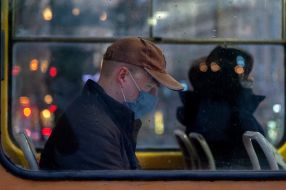 Passengers wearing face masks