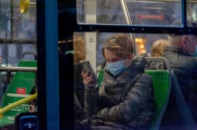 Passengers wearing face masks