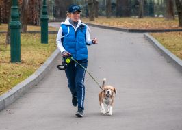 Girl with a dog in the Taras Shevchenko Park