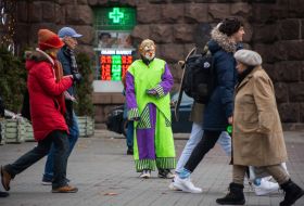 Animator in a clown costume