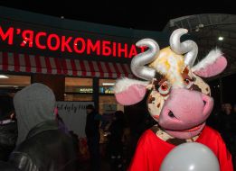 Animator in a cow costume