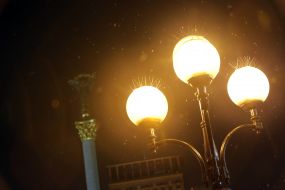 Street lamp near the Independence Monument (Berehynia) in Kyiv
