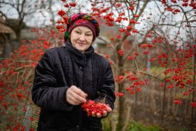 Woman holding a guelder rose